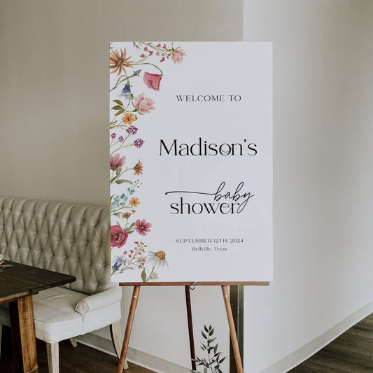 Floral Baby shower Welcome sign - LovelyTemplatesCo