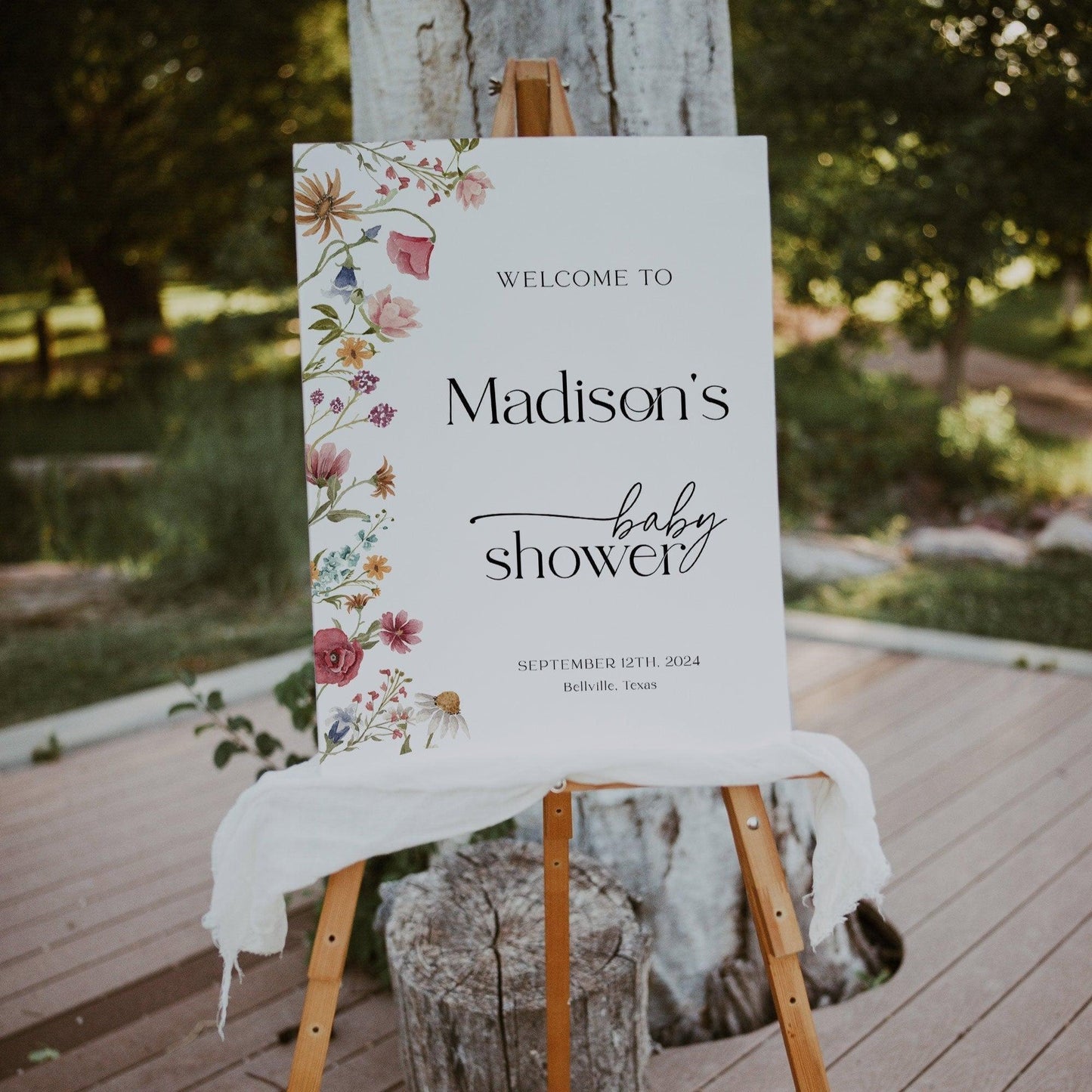 Floral Baby shower Welcome sign - LovelyTemplatesCo