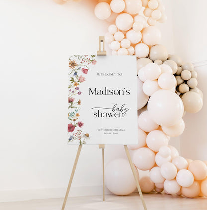 Floral Baby shower Welcome sign - LovelyTemplatesCo