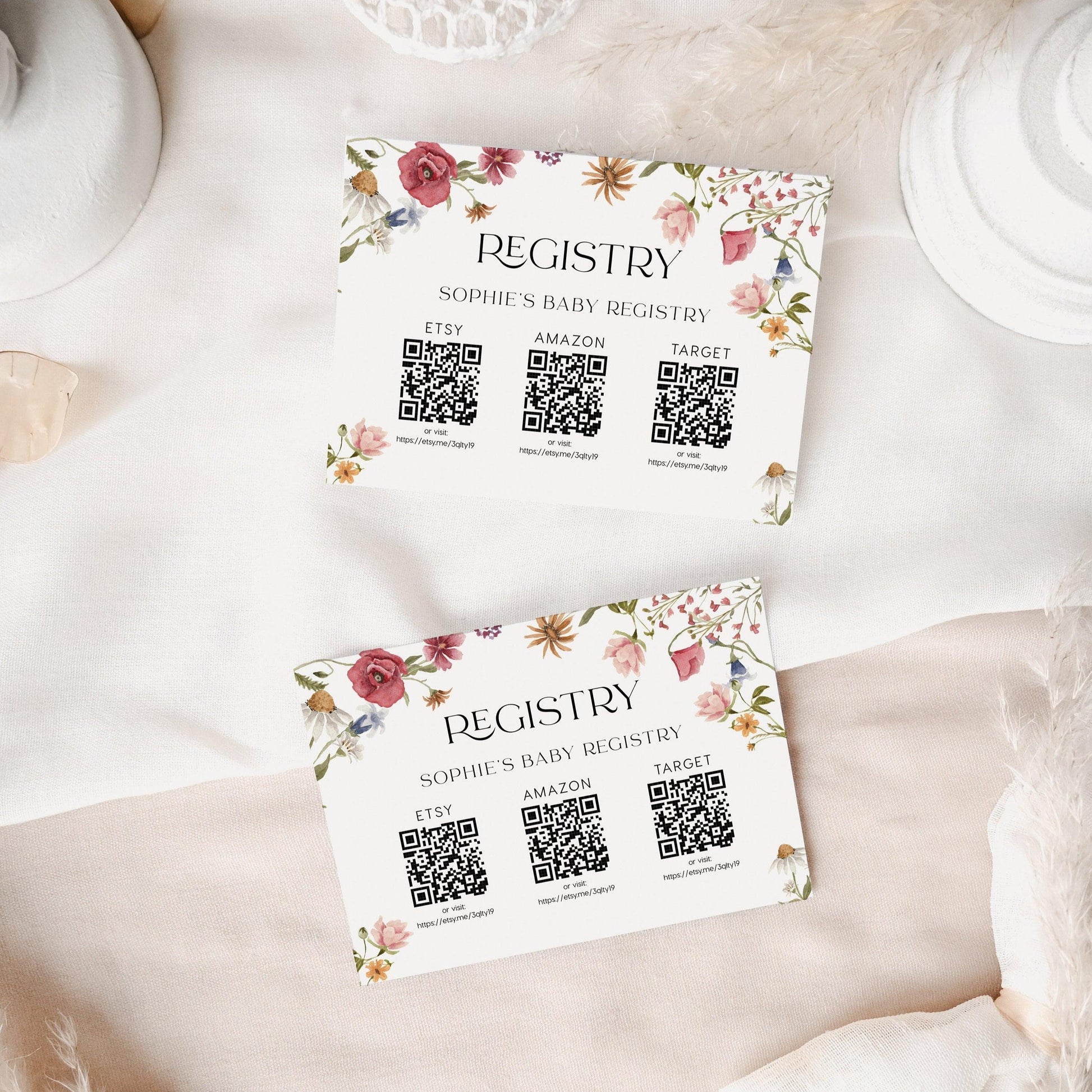 Floral Registry card template - LovelyTemplatesCo