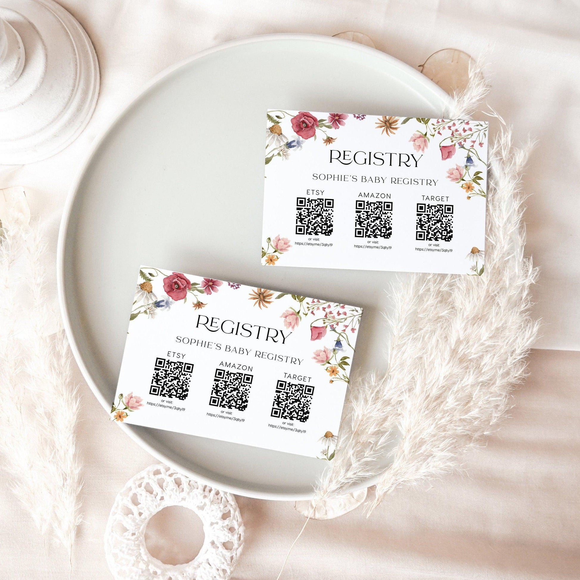 Floral Registry card template - LovelyTemplatesCo