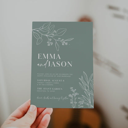 Floral Sage Wedding Invitation Set - LovelyTemplatesCo