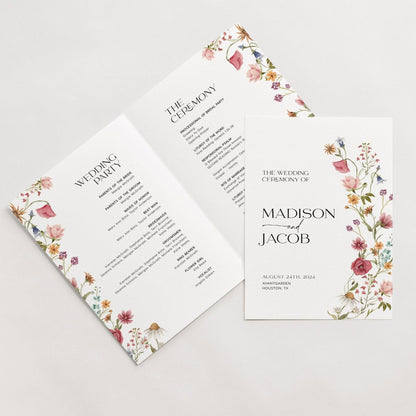 Floral Wedding Booklet program - LovelyTemplatesCo