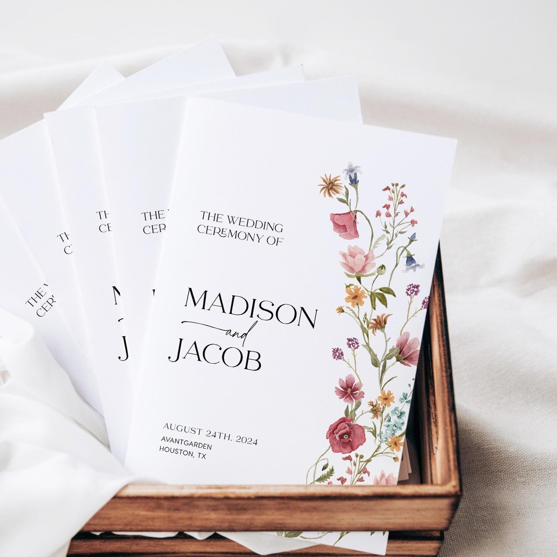 Floral Wedding Booklet program - LovelyTemplatesCo