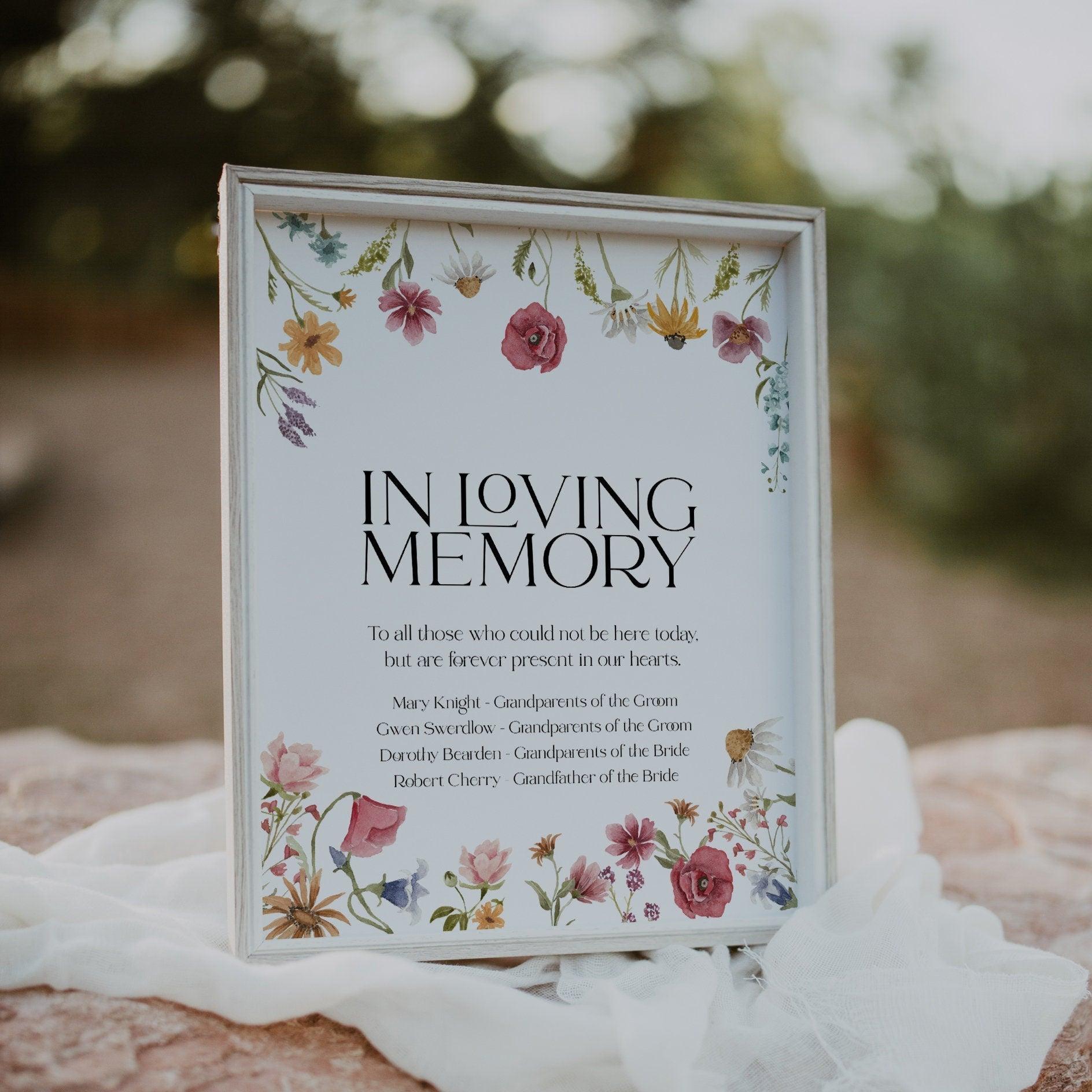 Floral Wedding In Loving Memory Of Sign - LovelyTemplatesCo