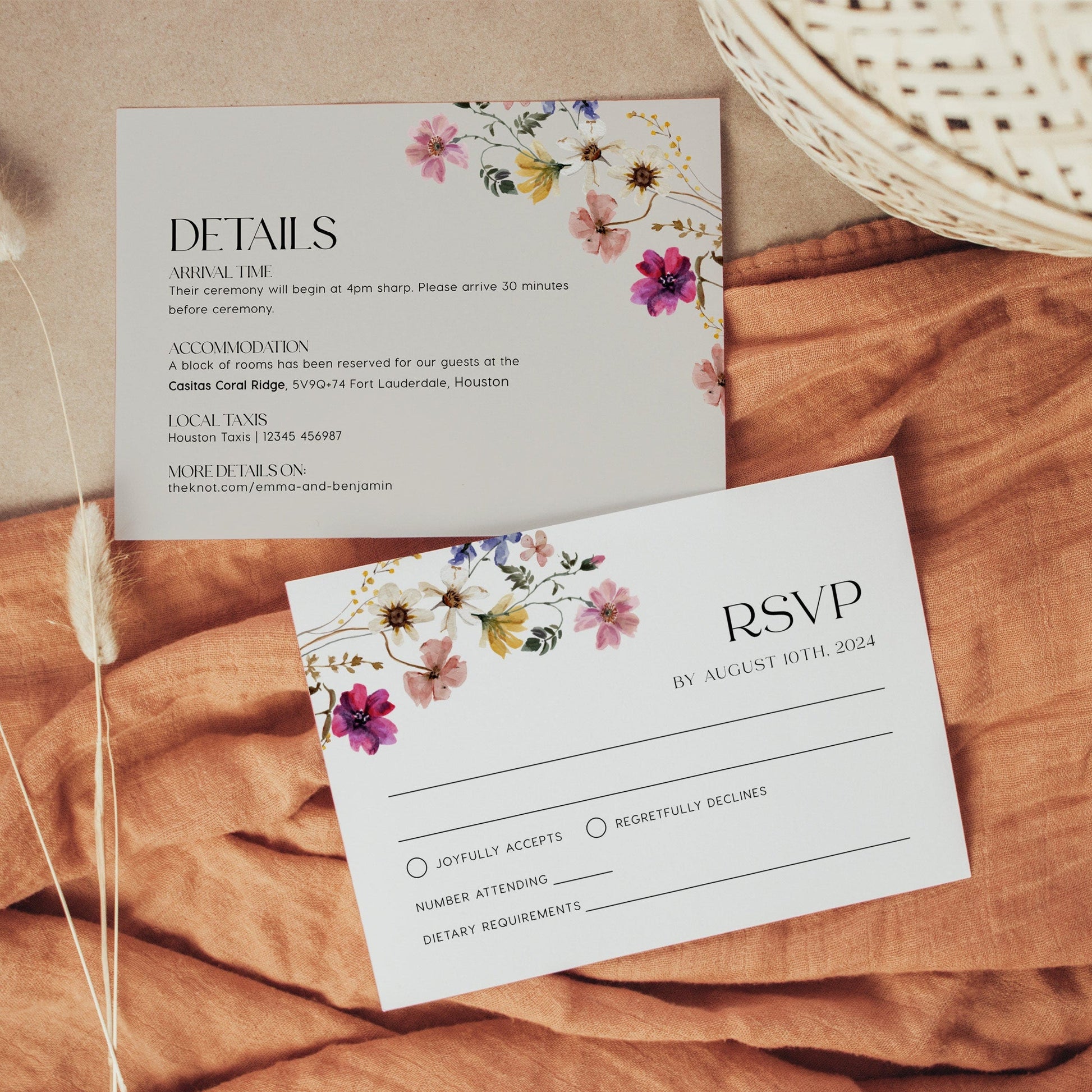 Floral Wedding Invitation, Wildflower Wedding invitation, Colorful Floral and Flower Wedding Invitation set templates - LovelyTemplatesCo