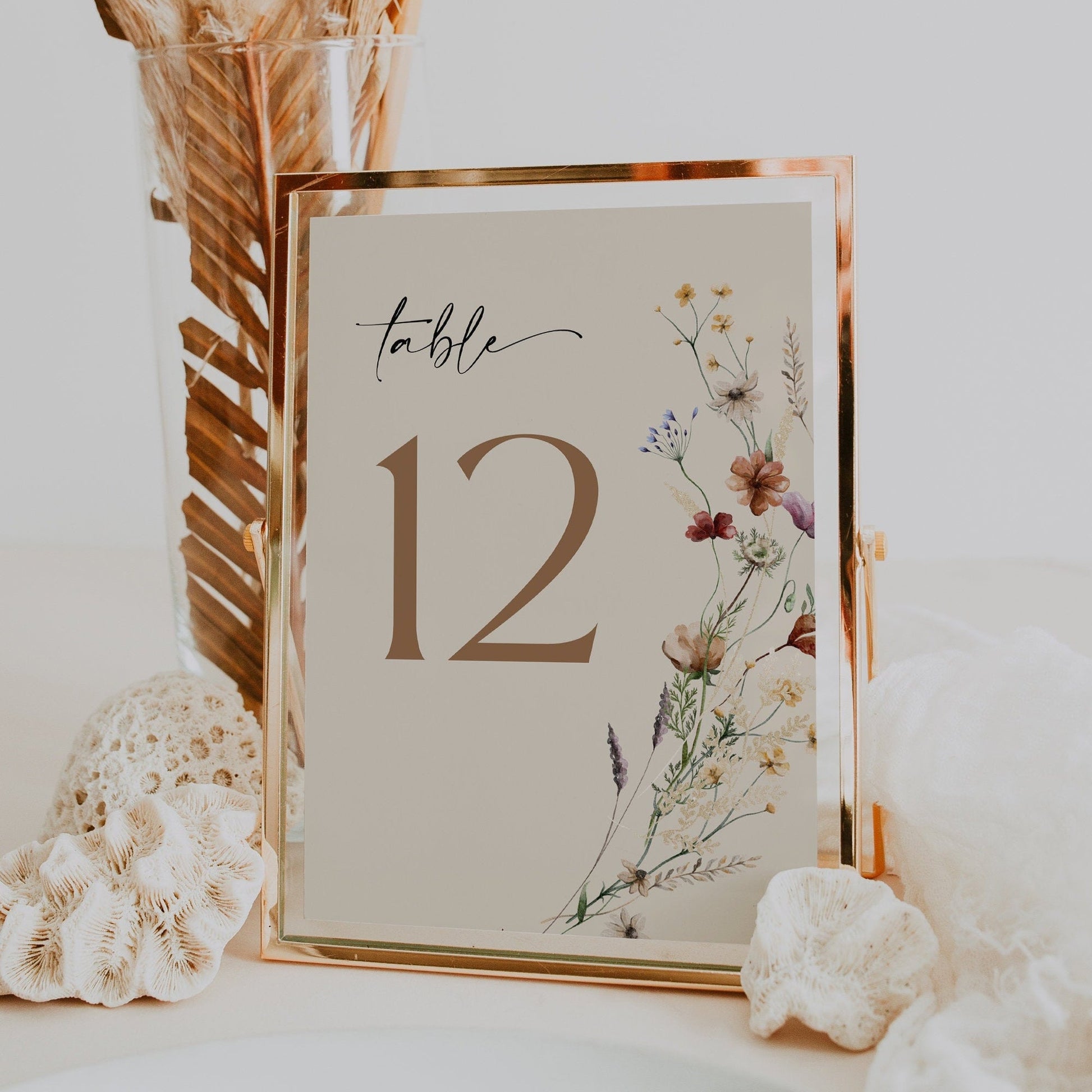 Floral Wedding Table Number Sign - LovelyTemplatesCo