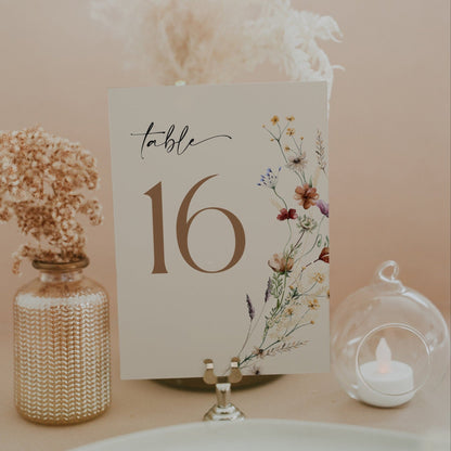 Floral Wedding Table Number Sign - LovelyTemplatesCo