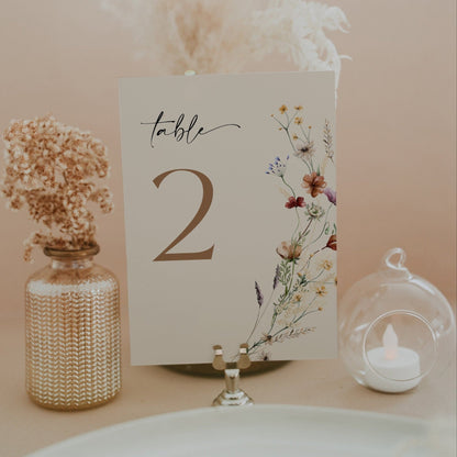 Floral Wedding Table Number Sign - LovelyTemplatesCo