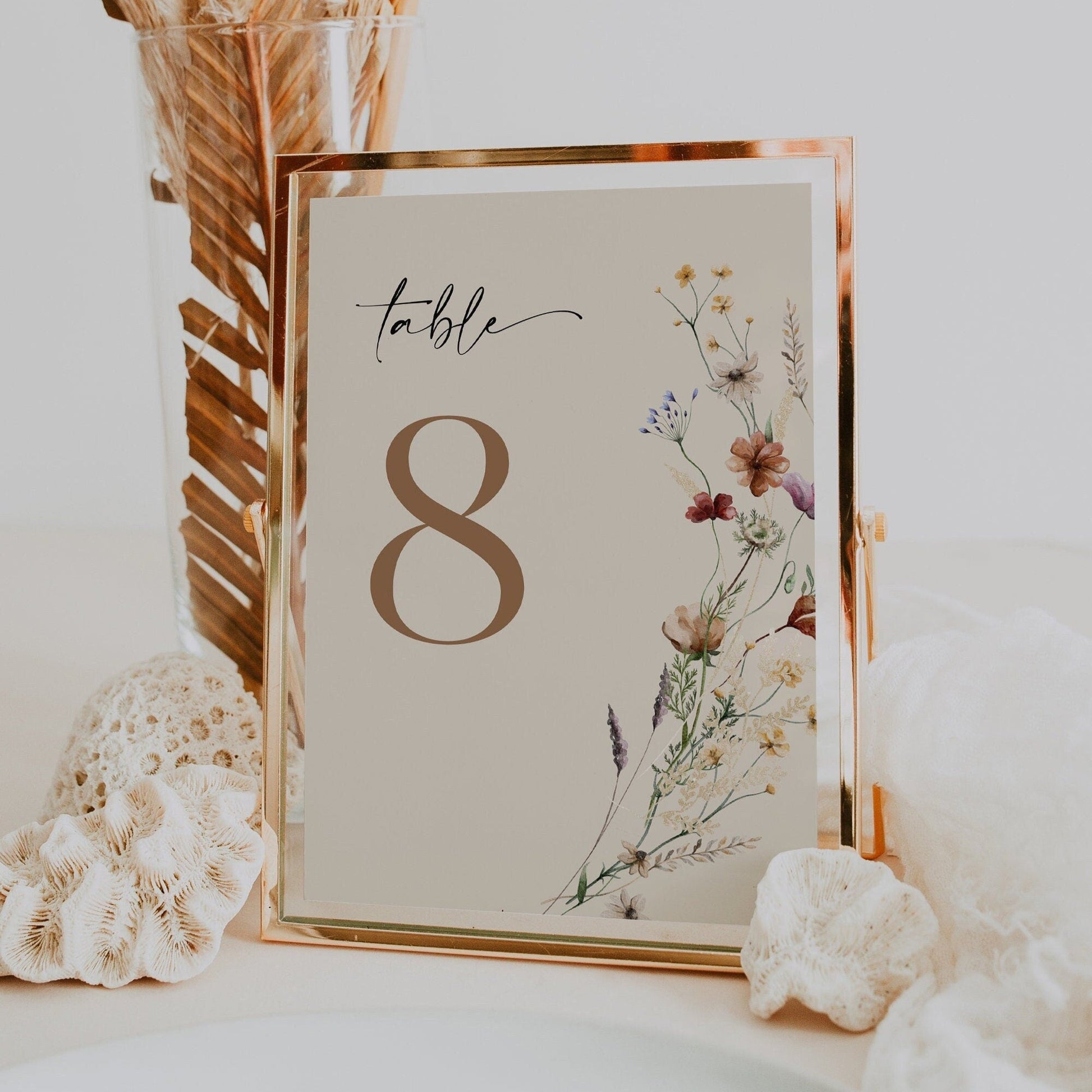 Floral Wedding Table Number Sign - LovelyTemplatesCo
