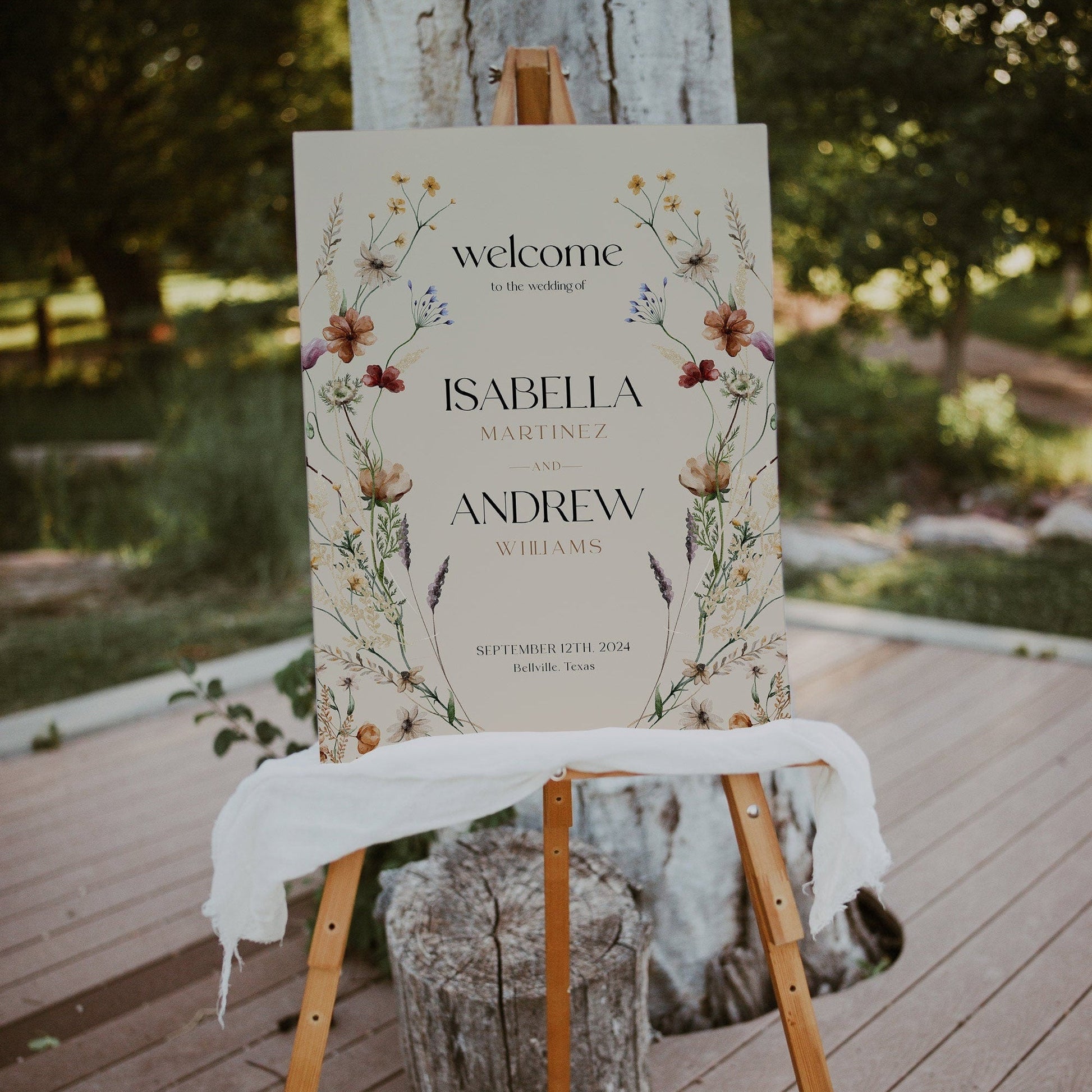 Floral Welcome Sign, Wedding Welcome sign template - LovelyTemplatesCo