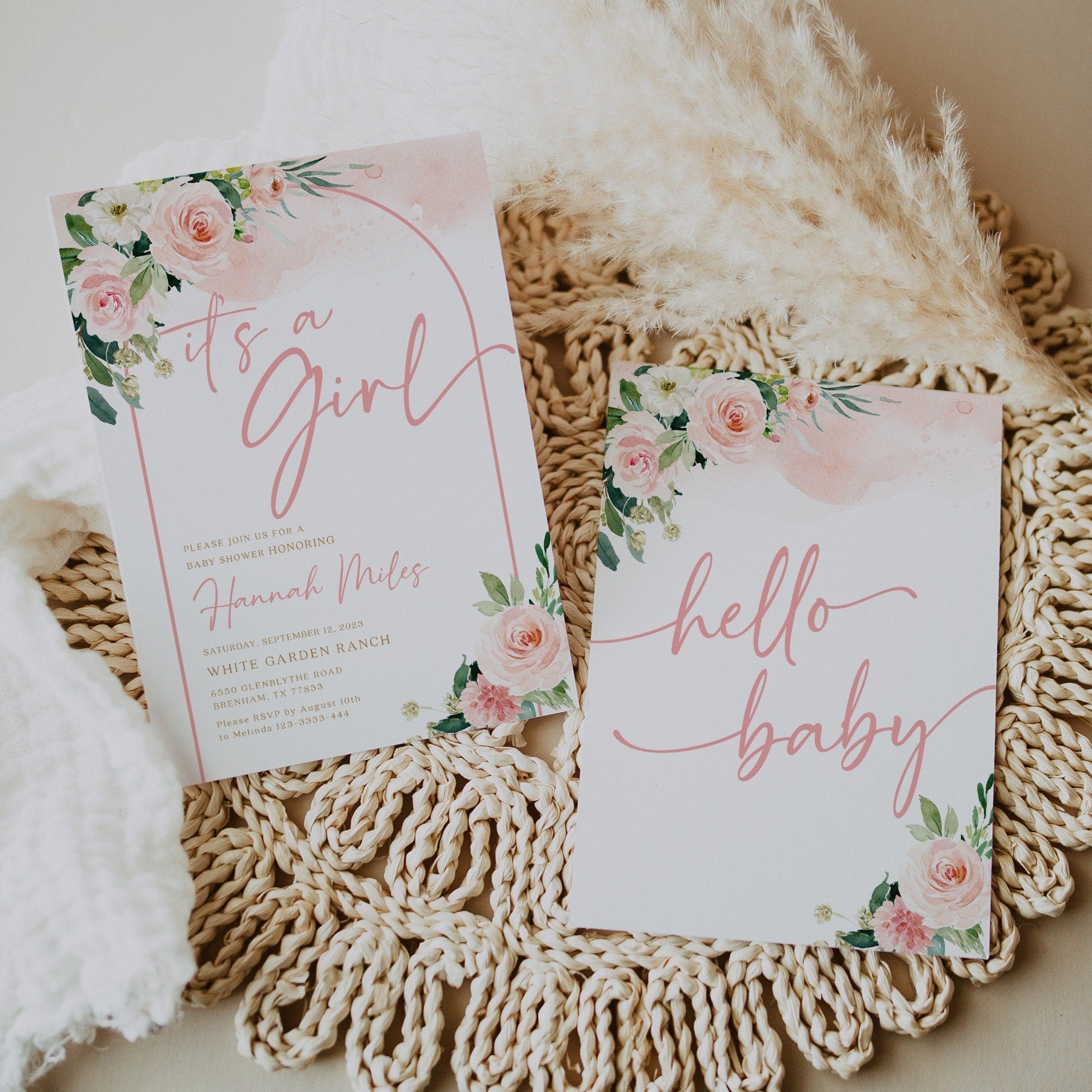 It's a girl invitation, Baby shower invitation template - LovelyTemplatesCo