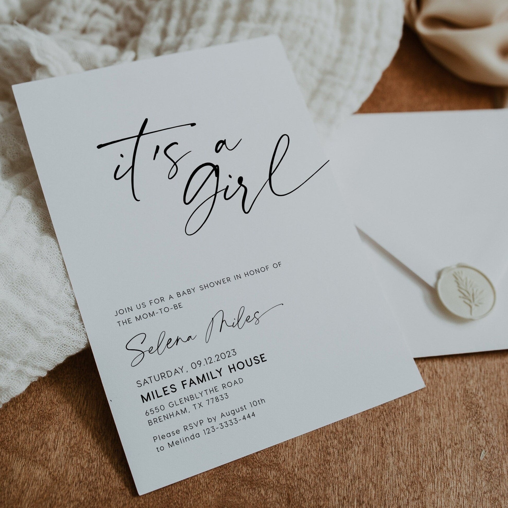 It's a Girl Minimalist Baby Shower Invitation - LovelyTemplatesCo