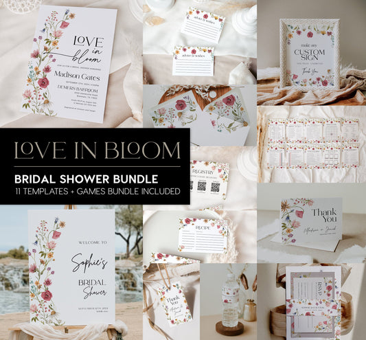 Love In Bloom Bridal Shower Bundle - LovelyTemplatesCo