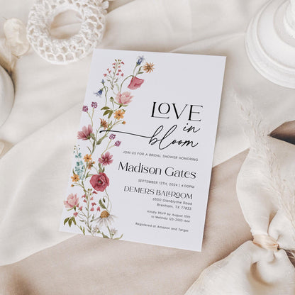 Love in Bloom Invitation, Bridal Shower Invitation - LovelyTemplatesCo