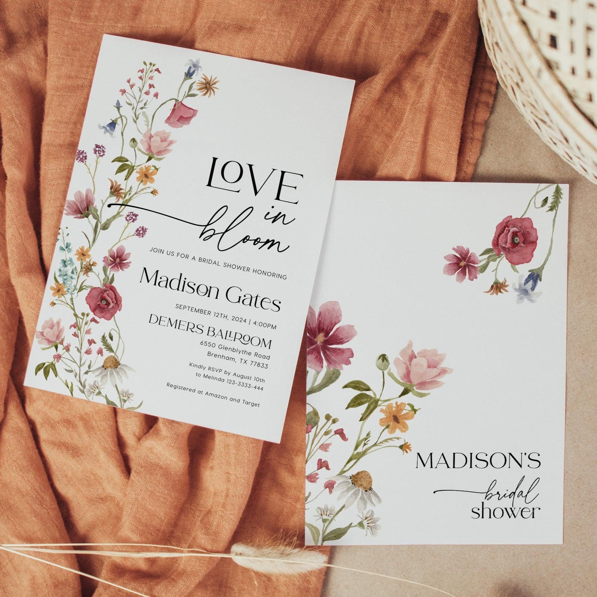 Love in Bloom Invitation, Bridal Shower Invitation - LovelyTemplatesCo