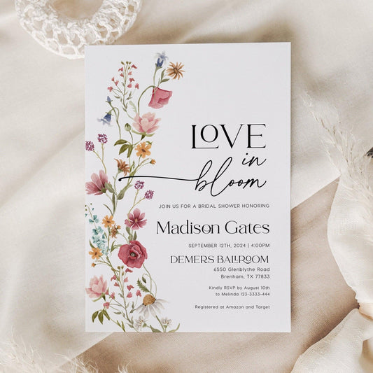 Love in Bloom Invitation, Bridal Shower Invitation - LovelyTemplatesCo