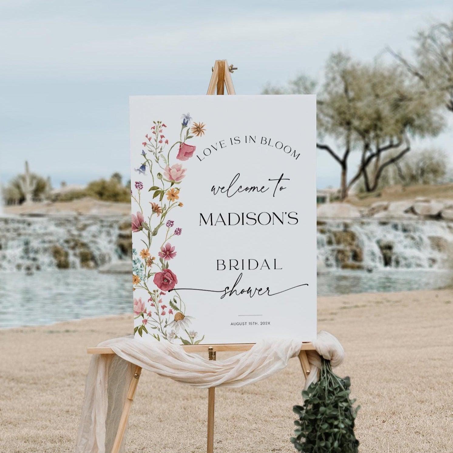 Love is in Bloom Bridal Shower Welcome Sign - LovelyTemplatesCo