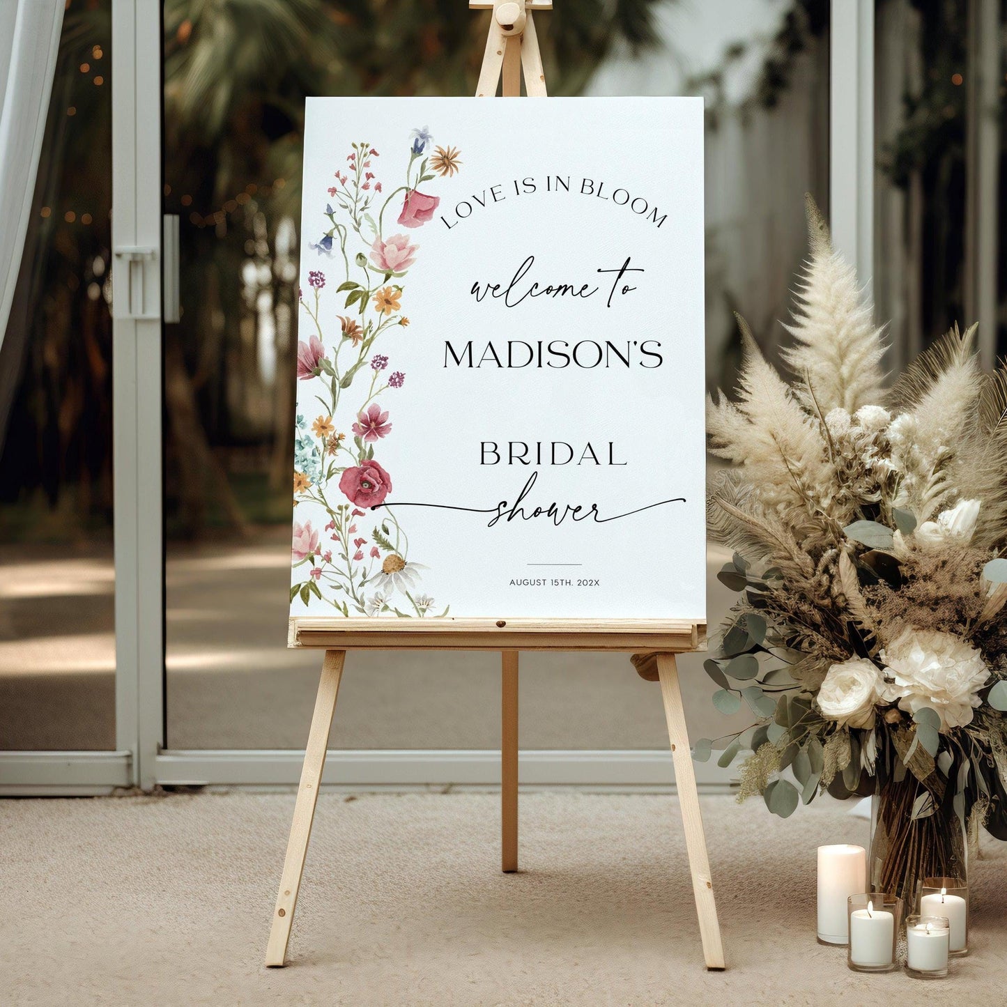 Love is in Bloom Bridal Shower Welcome Sign - LovelyTemplatesCo