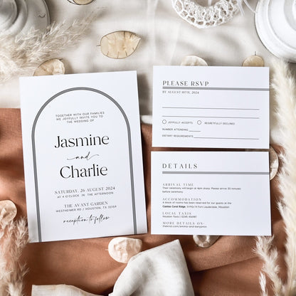 Minimalist Arch Wedding Invitation - LovelyTemplatesCo