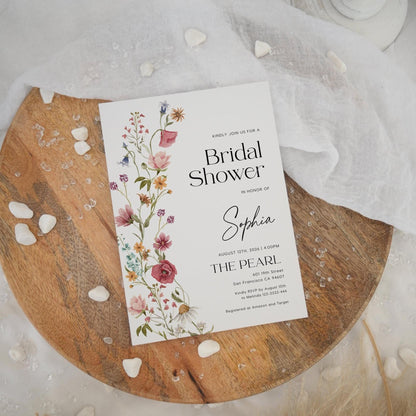 Minimalist Floral Bridal Shower Invitation - LovelyTemplatesCo