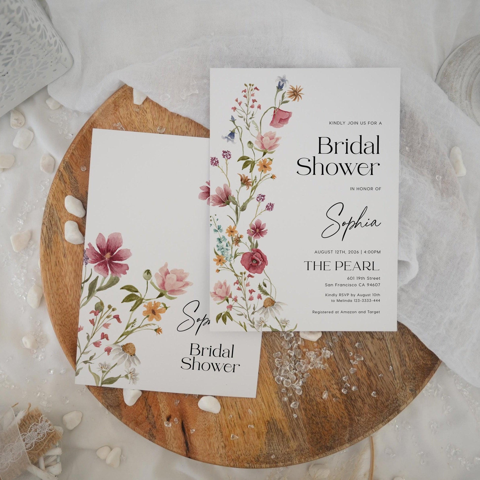 Minimalist Floral Bridal Shower Invitation - LovelyTemplatesCo