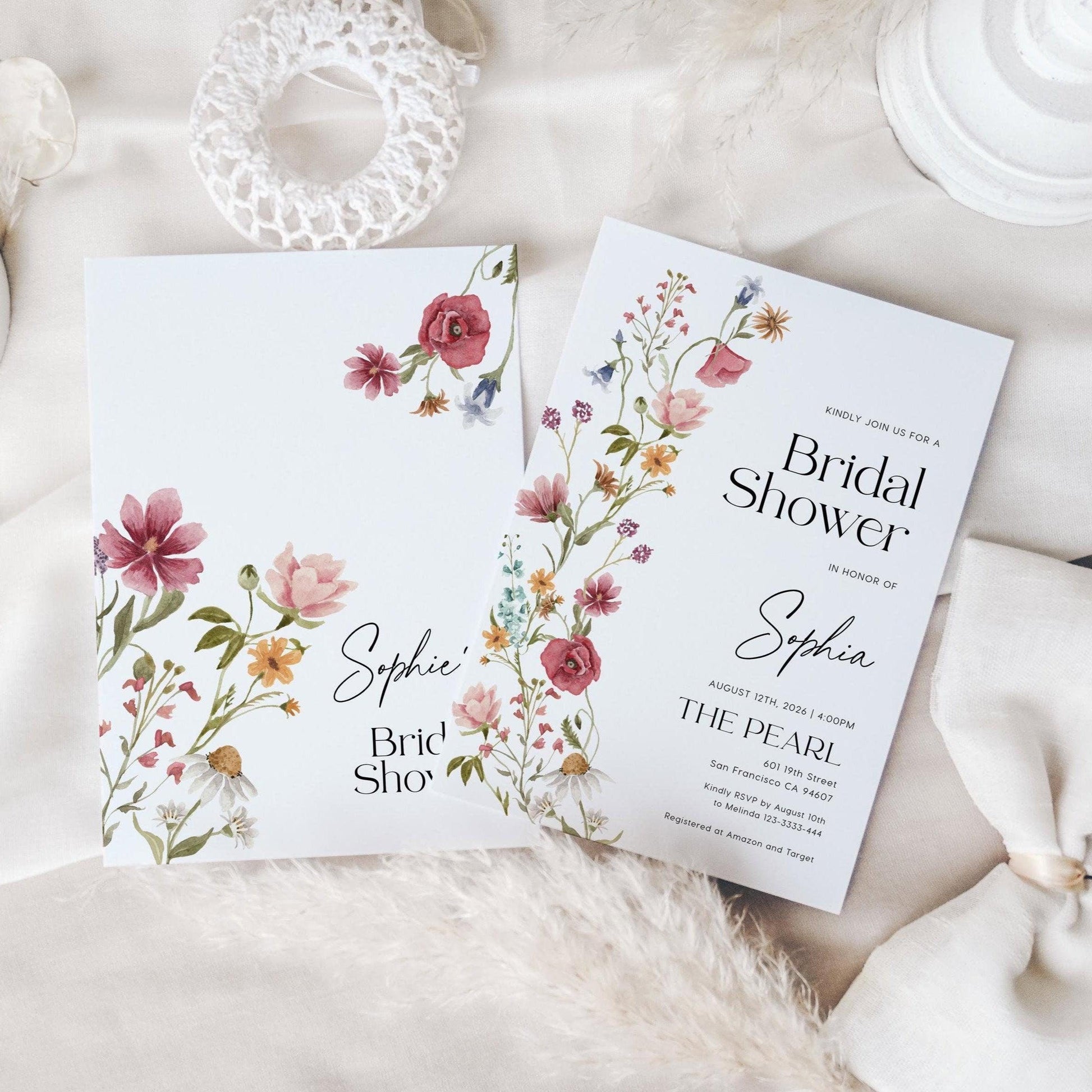 Minimalist Floral Bridal Shower Invitation - LovelyTemplatesCo