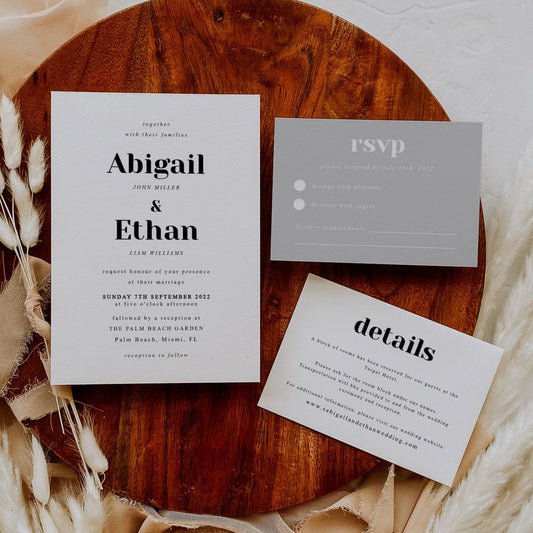 Minimalist Wedding Invitation, Modern Wedding Invitation - LovelyTemplatesCo