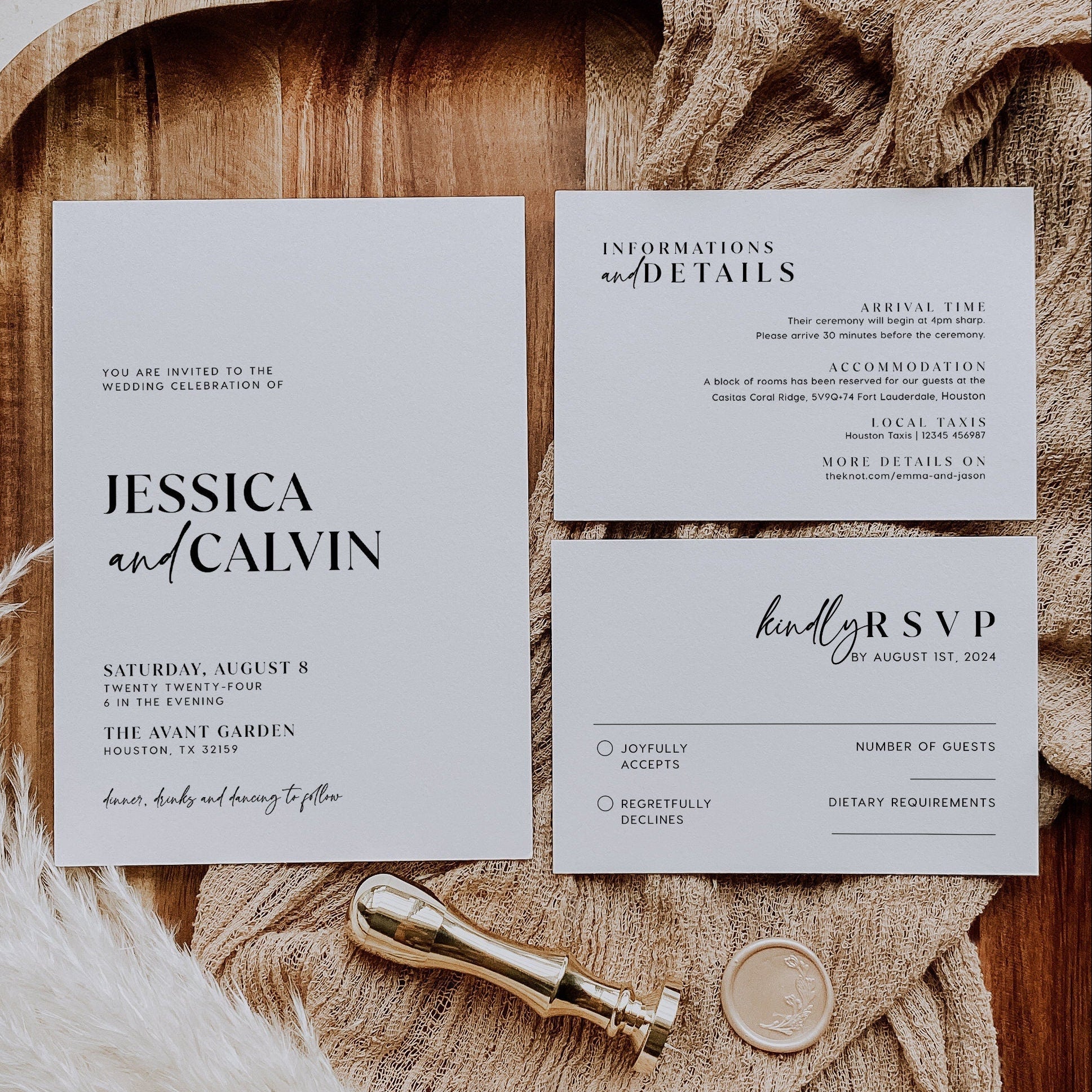 Modern and minimalist wedding invitation set - LovelyTemplatesCo