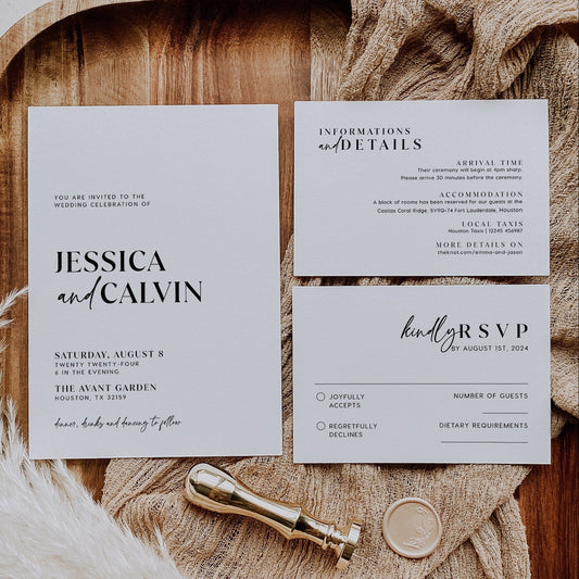 Modern and minimalist wedding invitation set - LovelyTemplatesCo