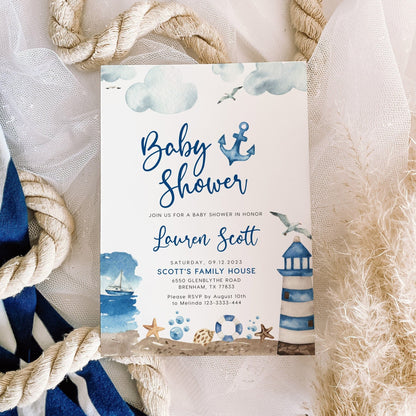 Nautical Baby Shower Invitation - LovelyTemplatesCo