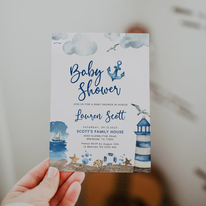 Nautical Baby Shower Invitation - LovelyTemplatesCo