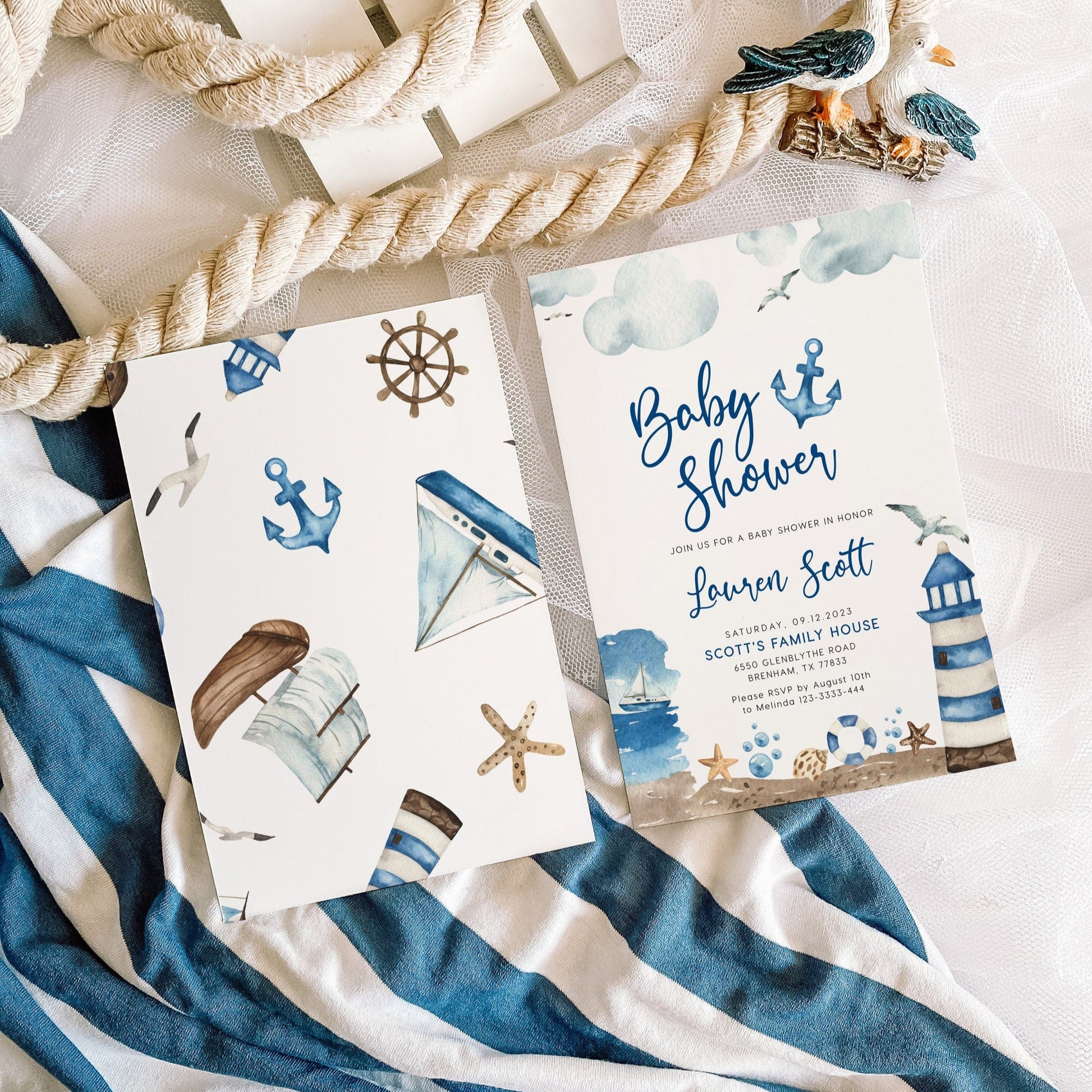 Nautical Baby Shower Invitation - LovelyTemplatesCo