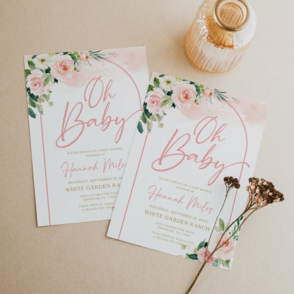 Oh baby invitation, Baby shower evite, Baby shower girl invitation template - LovelyTemplatesCo