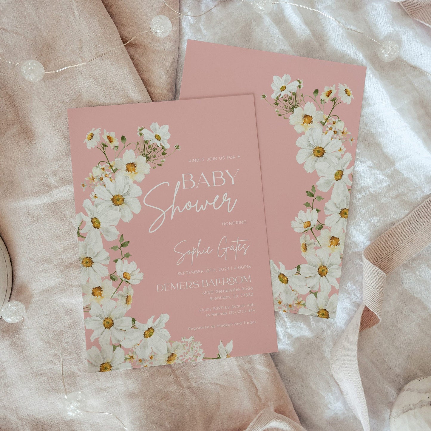 Pink Baby Shower invitation - LovelyTemplatesCo