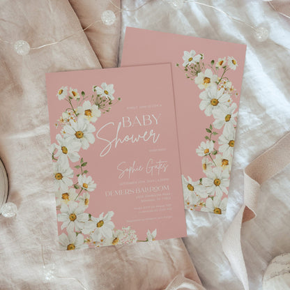 Pink Baby Shower invitation - LovelyTemplatesCo