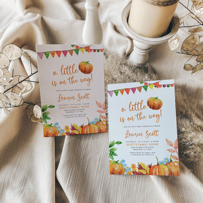 Pumpkin baby shower invitation, Fall baby shower invitation - LovelyTemplatesCo