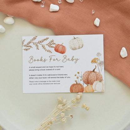 Pumpkin Invitation bundle, Fall baby Shower Invitation template with Diaper raffle and Books for Baby card - LovelyTemplatesCo