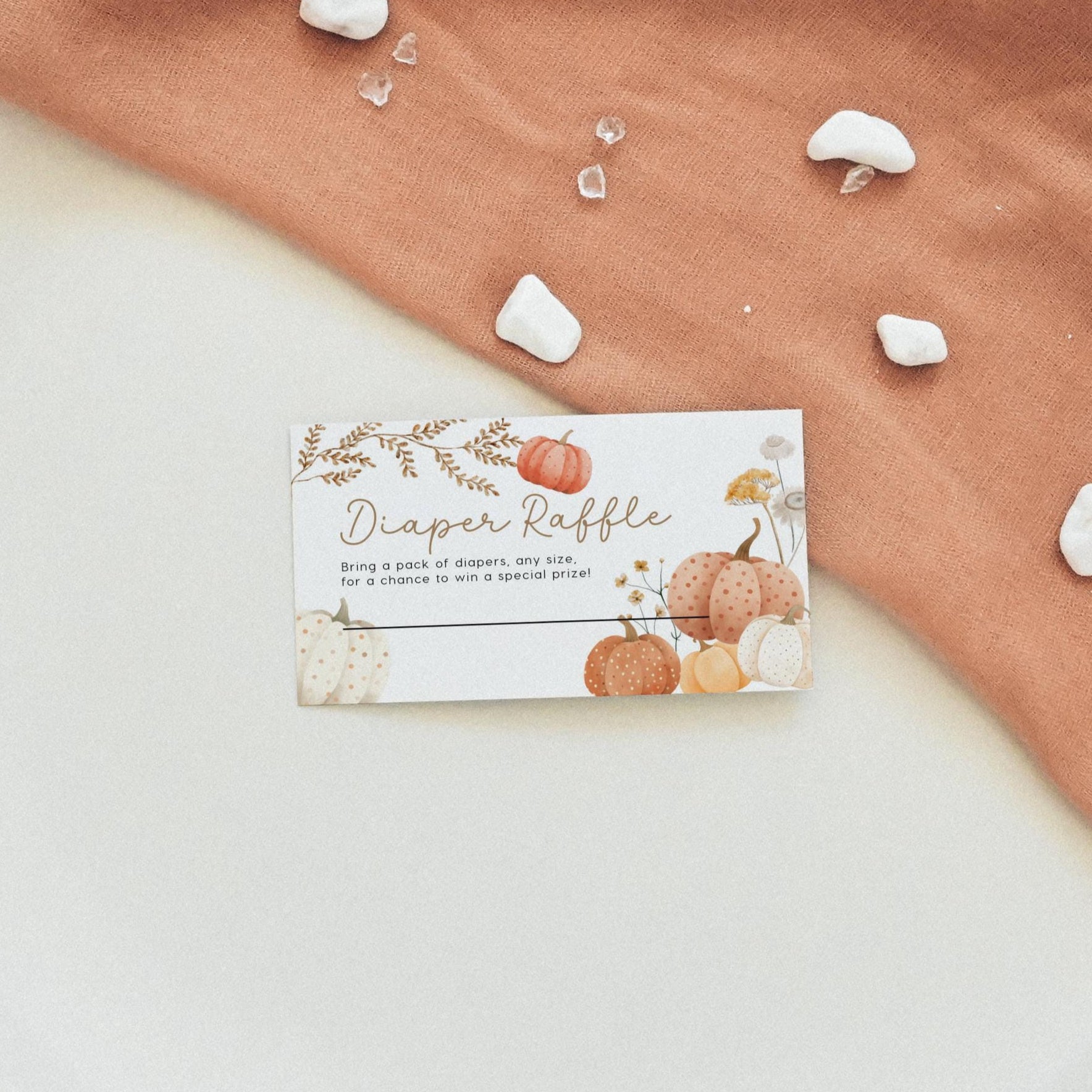 Pumpkin Invitation bundle, Fall baby Shower Invitation template with Diaper raffle and Books for Baby card - LovelyTemplatesCo