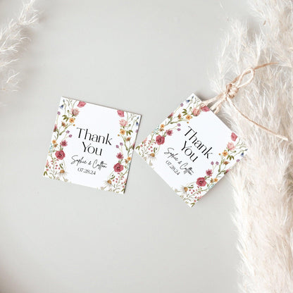 Round and Square floral Thank you gift tags - LovelyTemplatesCo