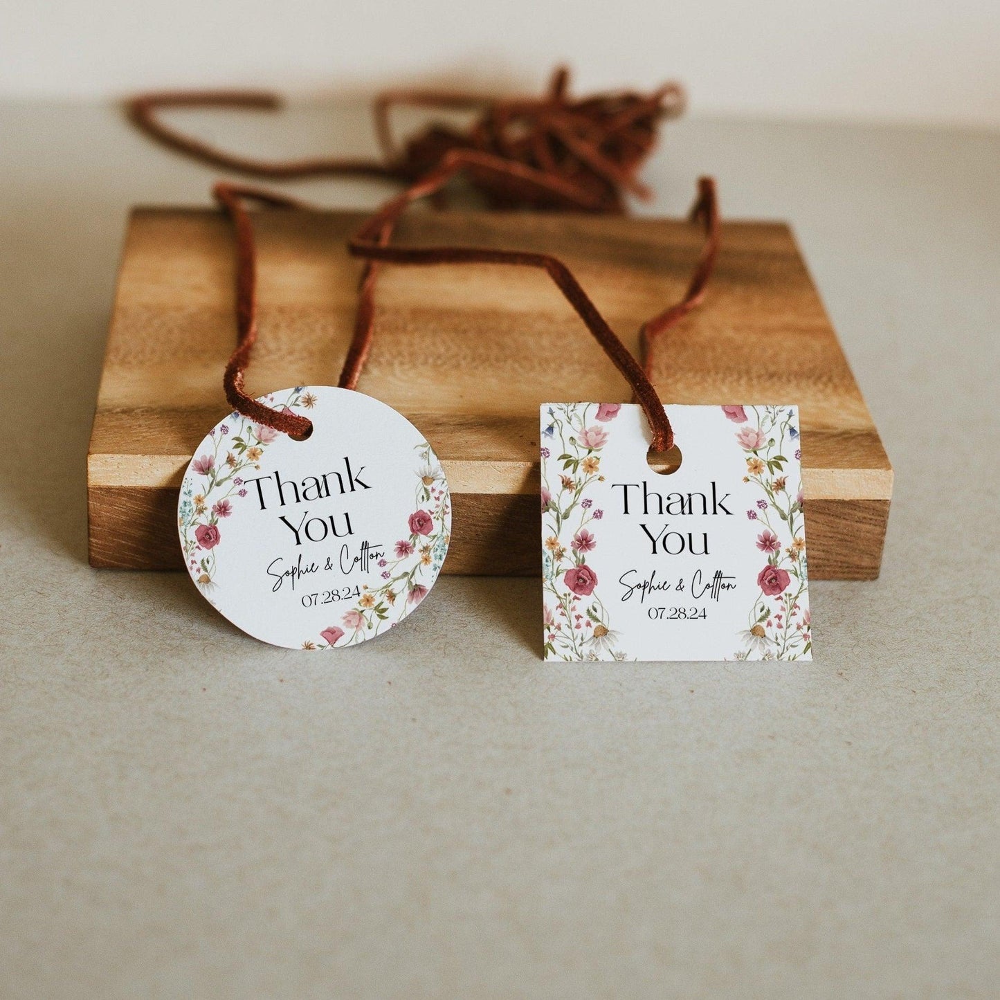 Round and Square floral Thank you gift tags - LovelyTemplatesCo