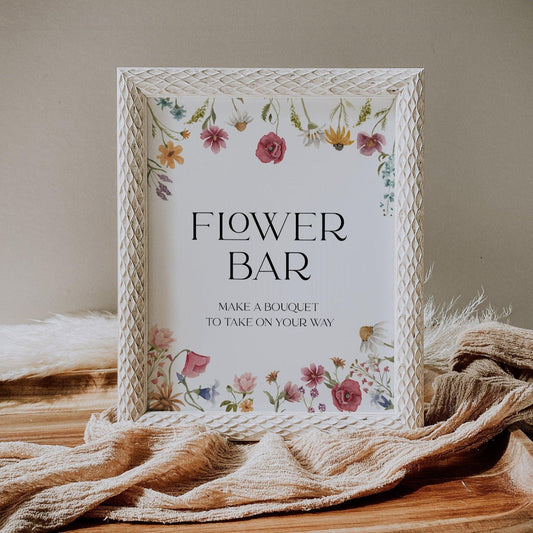 Spring Summer Flower Bar Bridal Shower sign - LovelyTemplatesCo