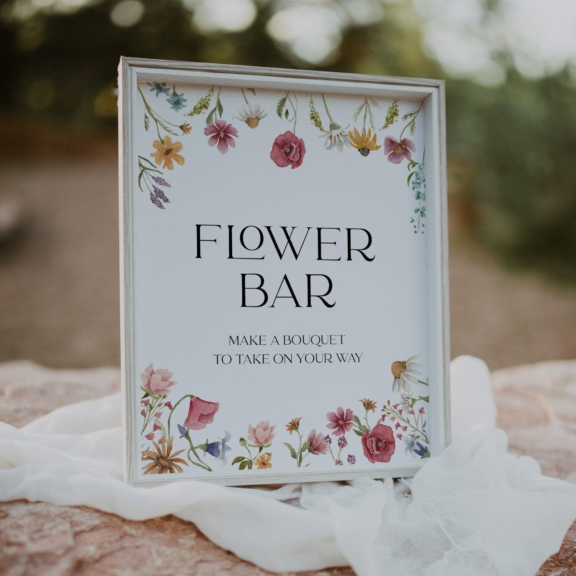 Spring Summer Flower Bar Bridal Shower sign - LovelyTemplatesCo