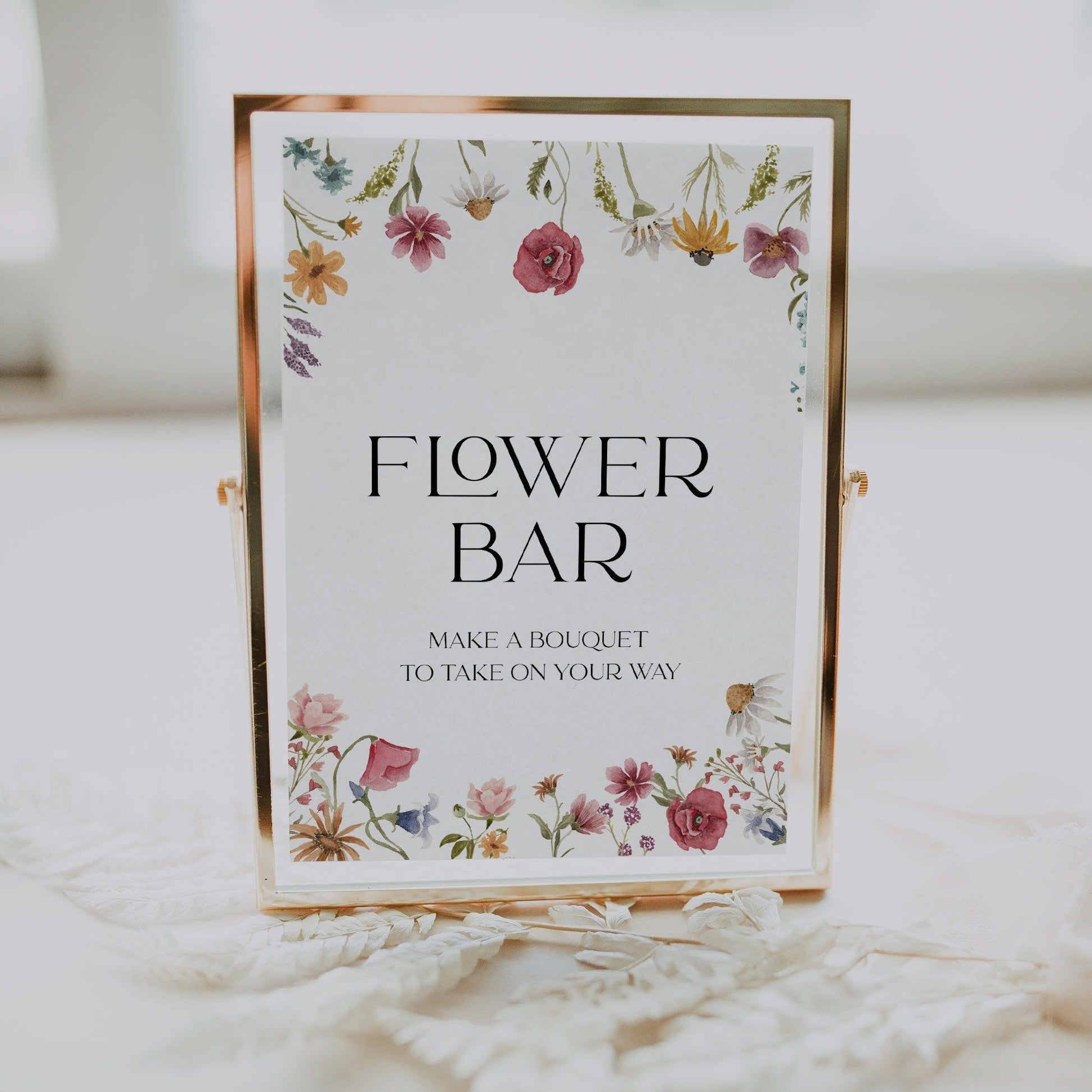 Spring Summer Flower Bar Bridal Shower sign - LovelyTemplatesCo