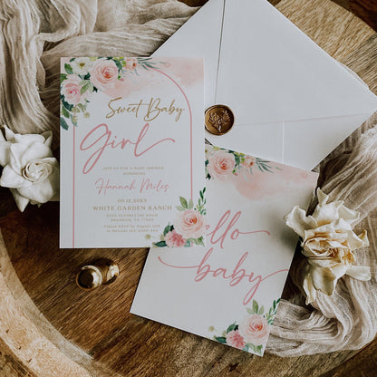 Sweet baby girl invitation, Baby shower girl invitation template - LovelyTemplatesCo