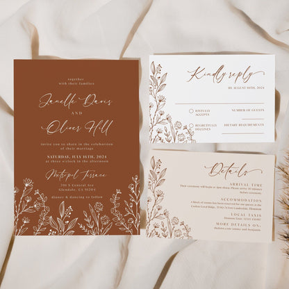 Terracotta Wedding Invitation - LovelyTemplatesCo
