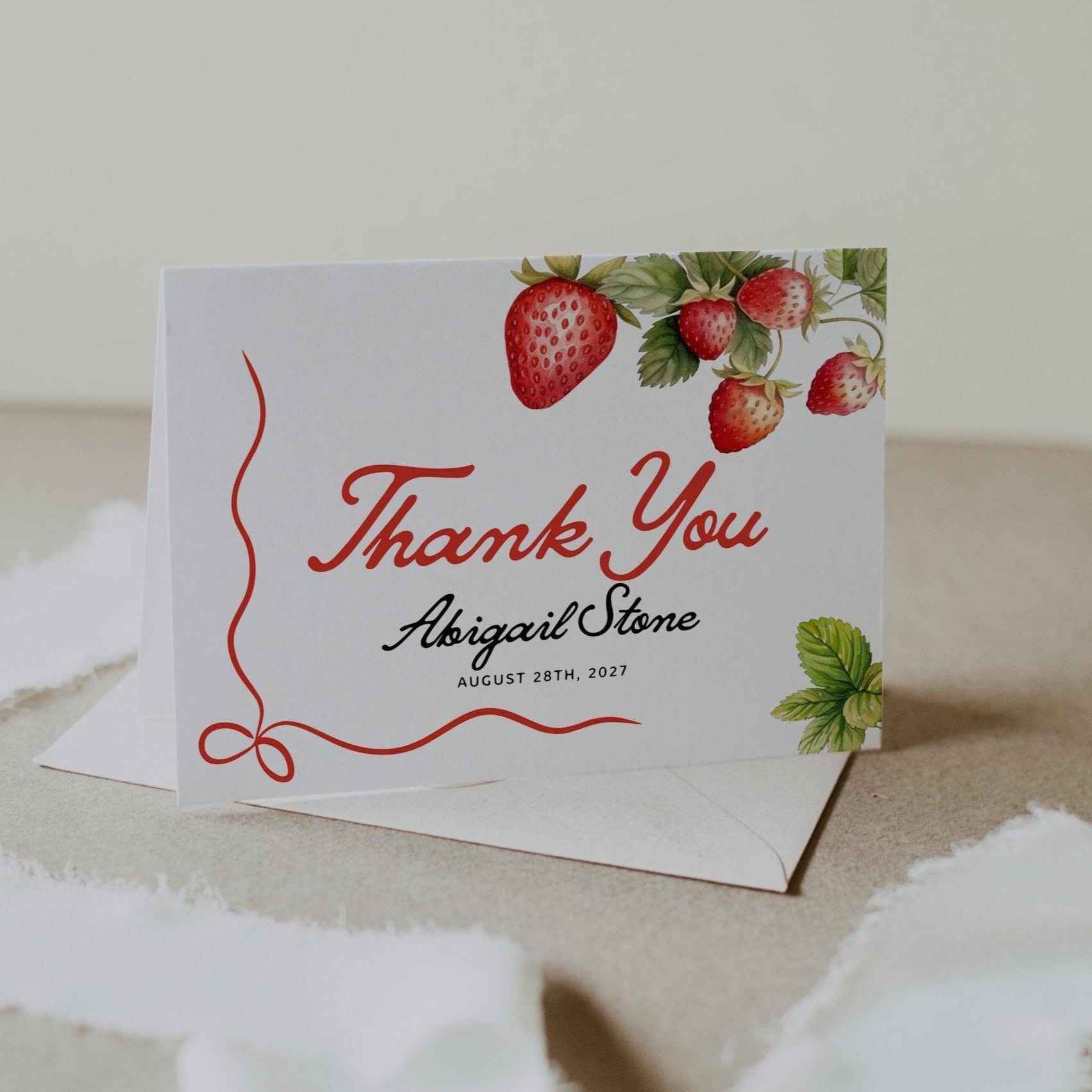 Thank You Card | Baby Shower Thank You Card | Strawberry Baby Shower - LovelyTemplatesCo