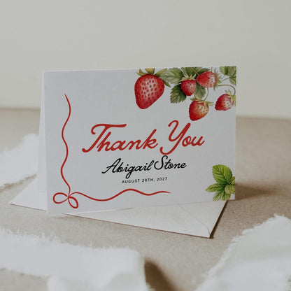 Thank You Card | Baby Shower Thank You Card | Strawberry Baby Shower - LovelyTemplatesCo