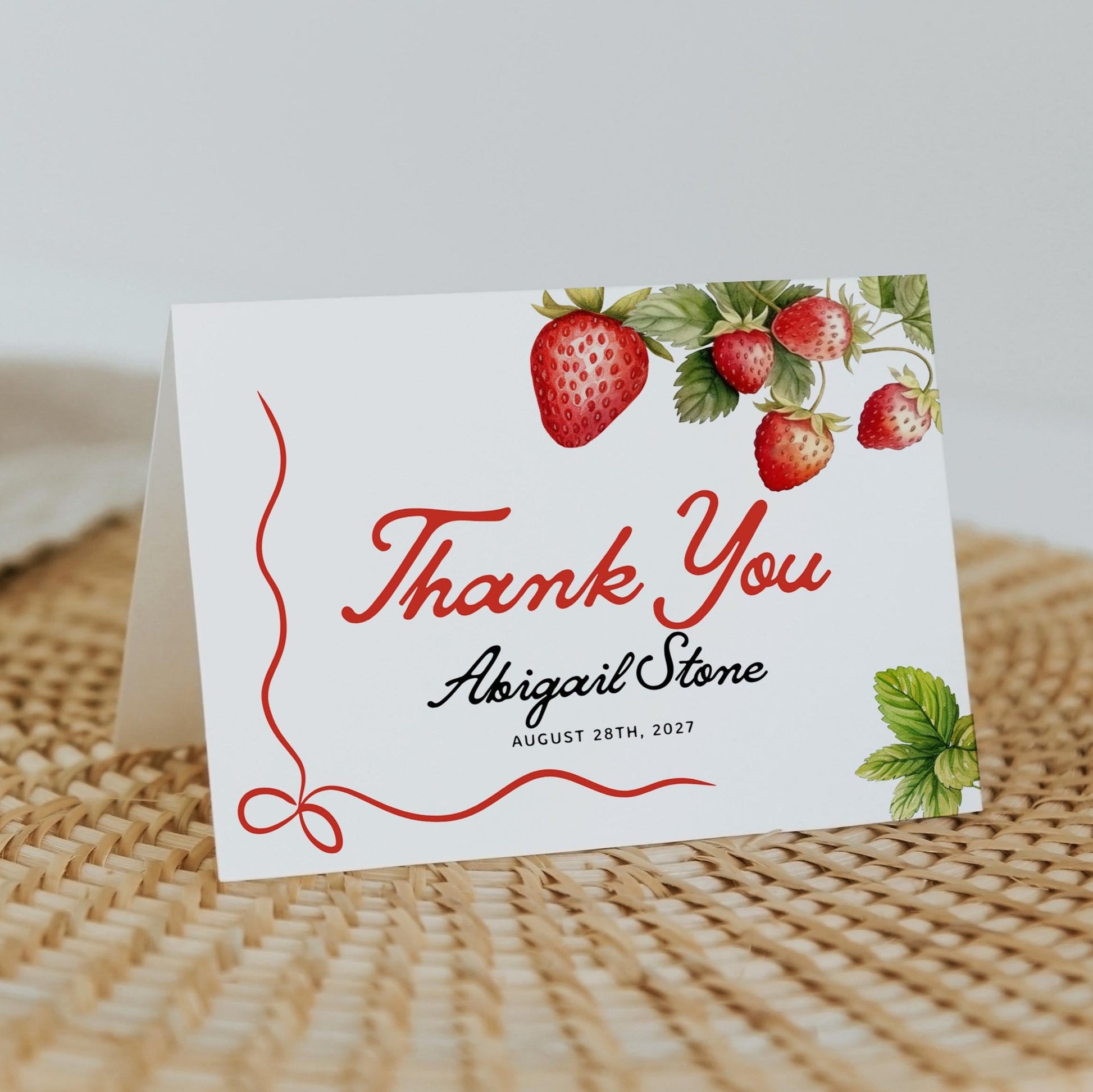 Thank You Card | Baby Shower Thank You Card | Strawberry Baby Shower - LovelyTemplatesCo