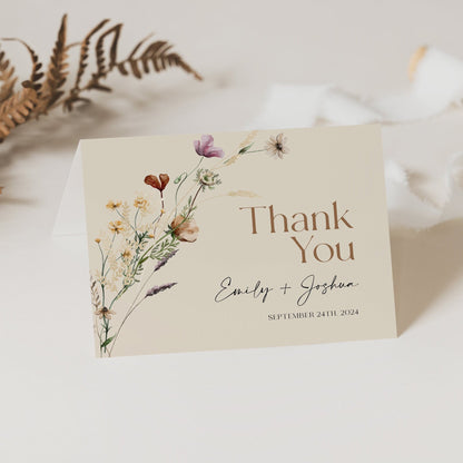 Thank You card | Floral Thank You card | Customizable Thank You card - LovelyTemplatesCo